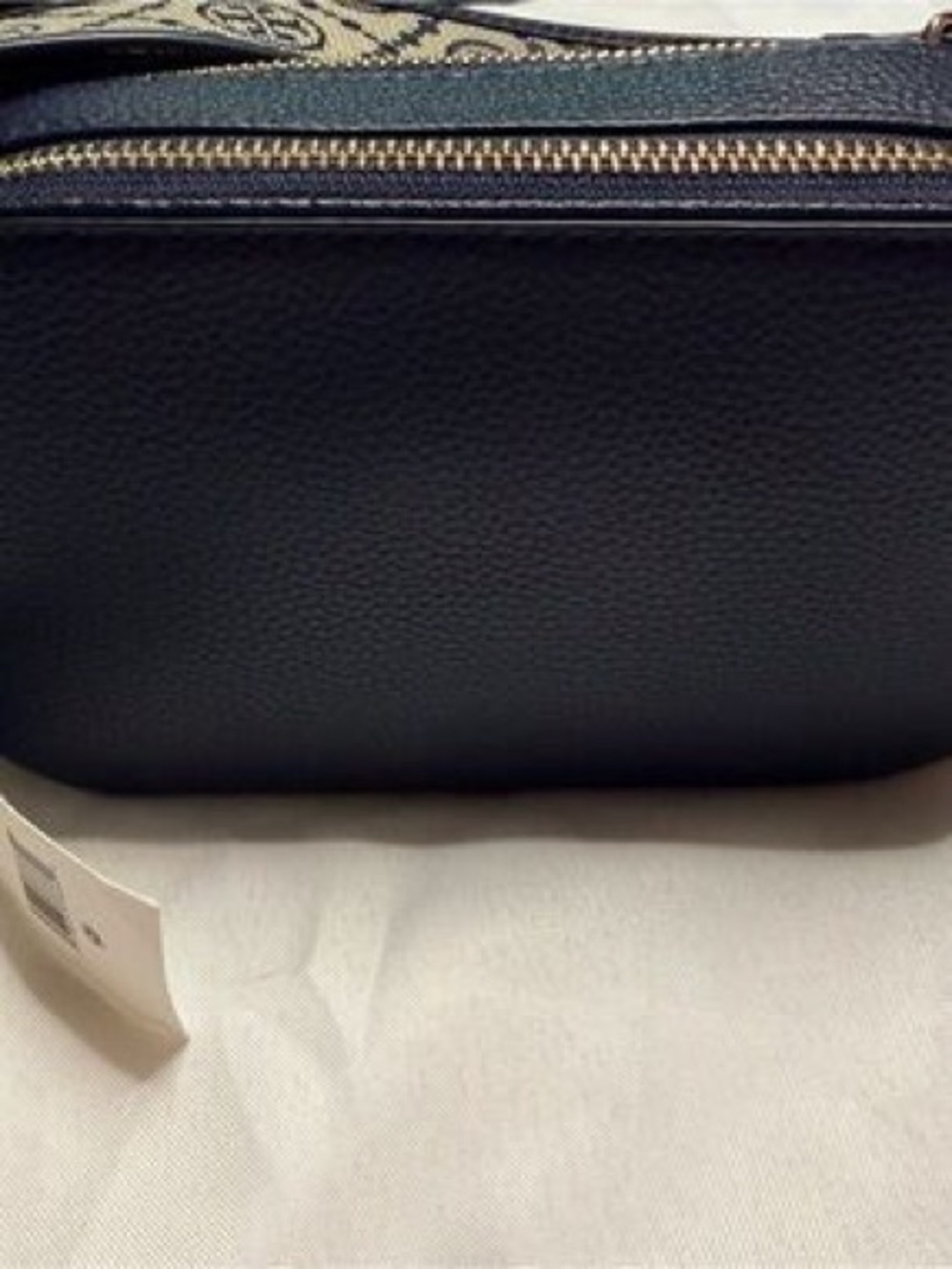 Tory Burch Black Pebbled Leather Crossbody with Logo Jacquard Strap - Picture 4 of 4